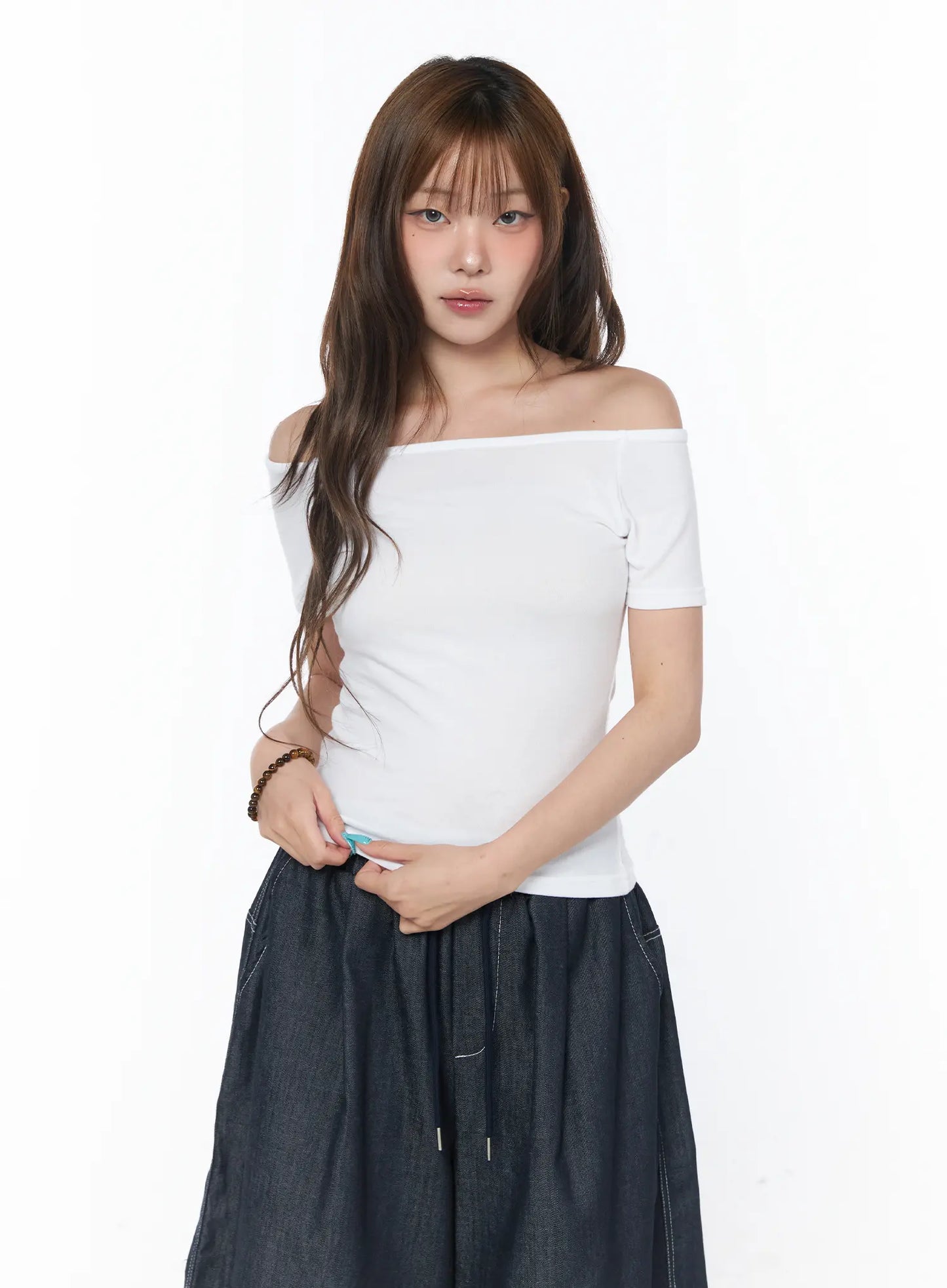 Basic Off-Shoulder Short Sleeve Tee CY529