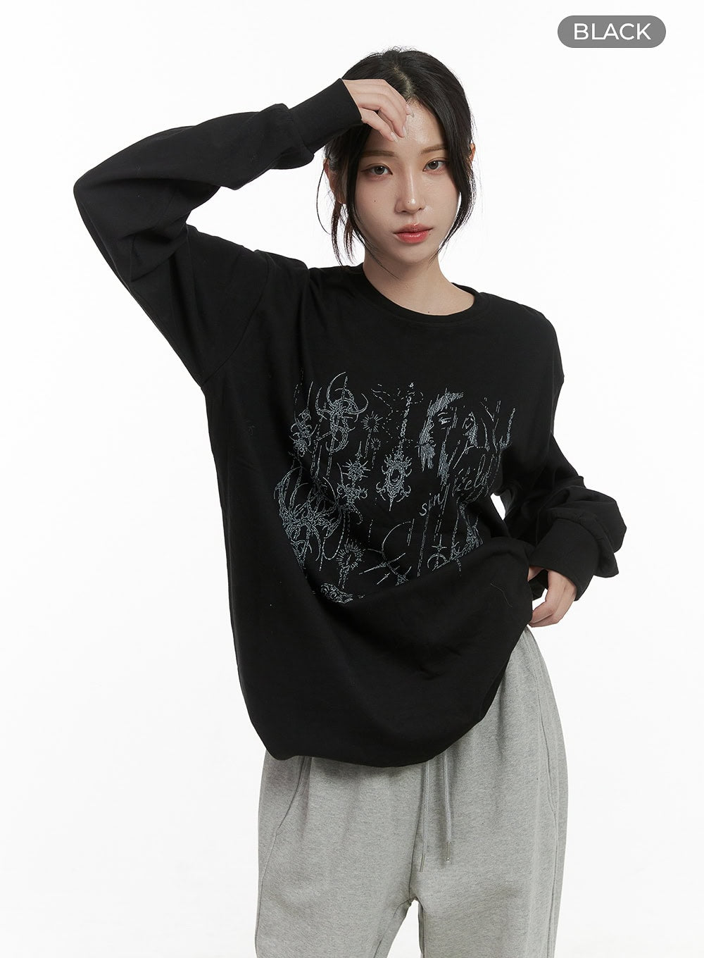 Chic Graphic Print Cotton Long Sleeve Tee CO402