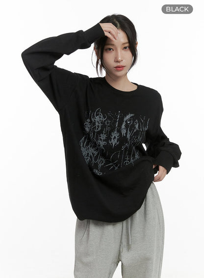 Chic Graphic Print Cotton Long Sleeve Tee CO402