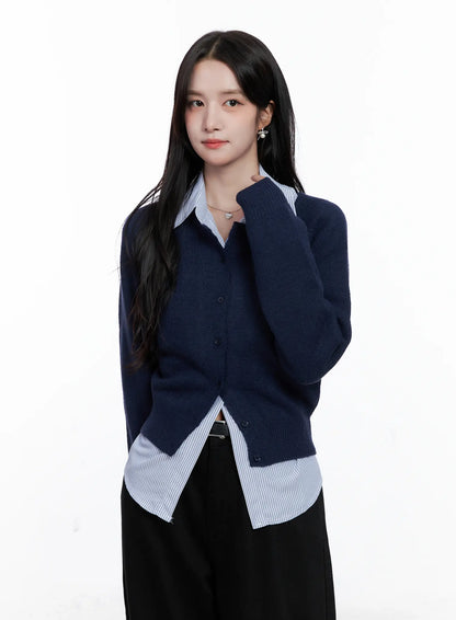 Button-Up Crewneck Cardigan CS523