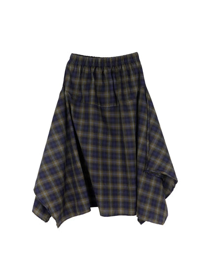 Asymmetric Plaid Midi Skirt CF506