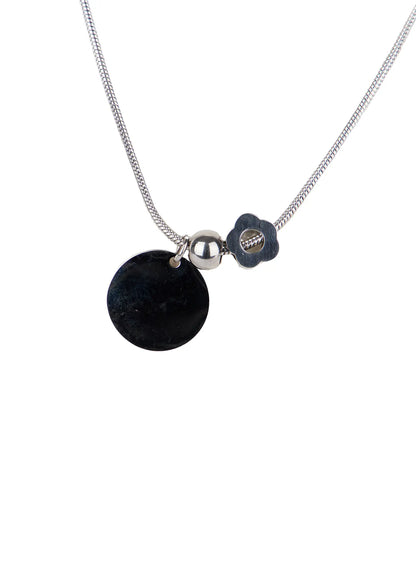 Circle Pendant Flower Charm Necklace CJ515