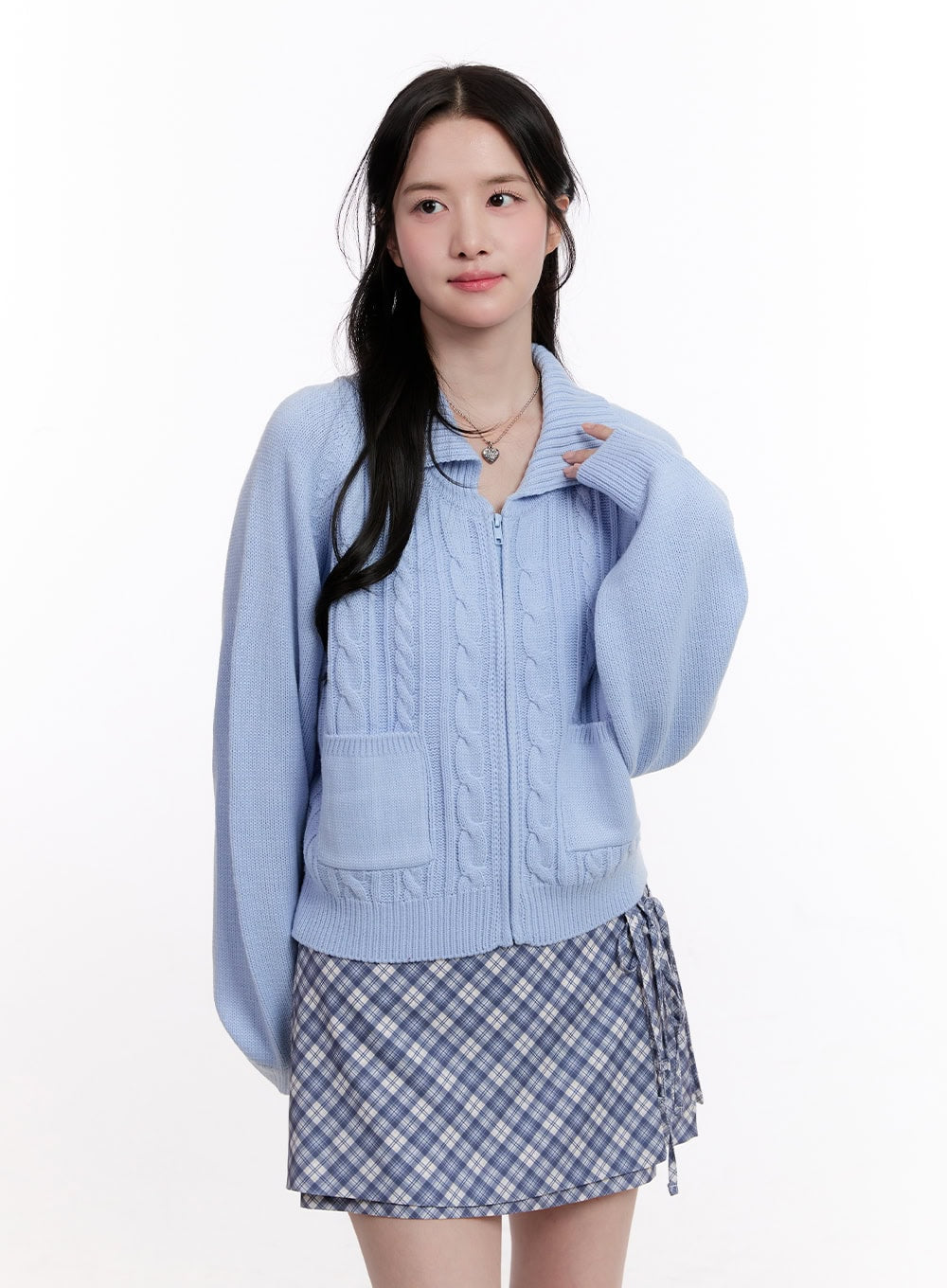 Cable Knit Zip-Up Cardigan CM526
