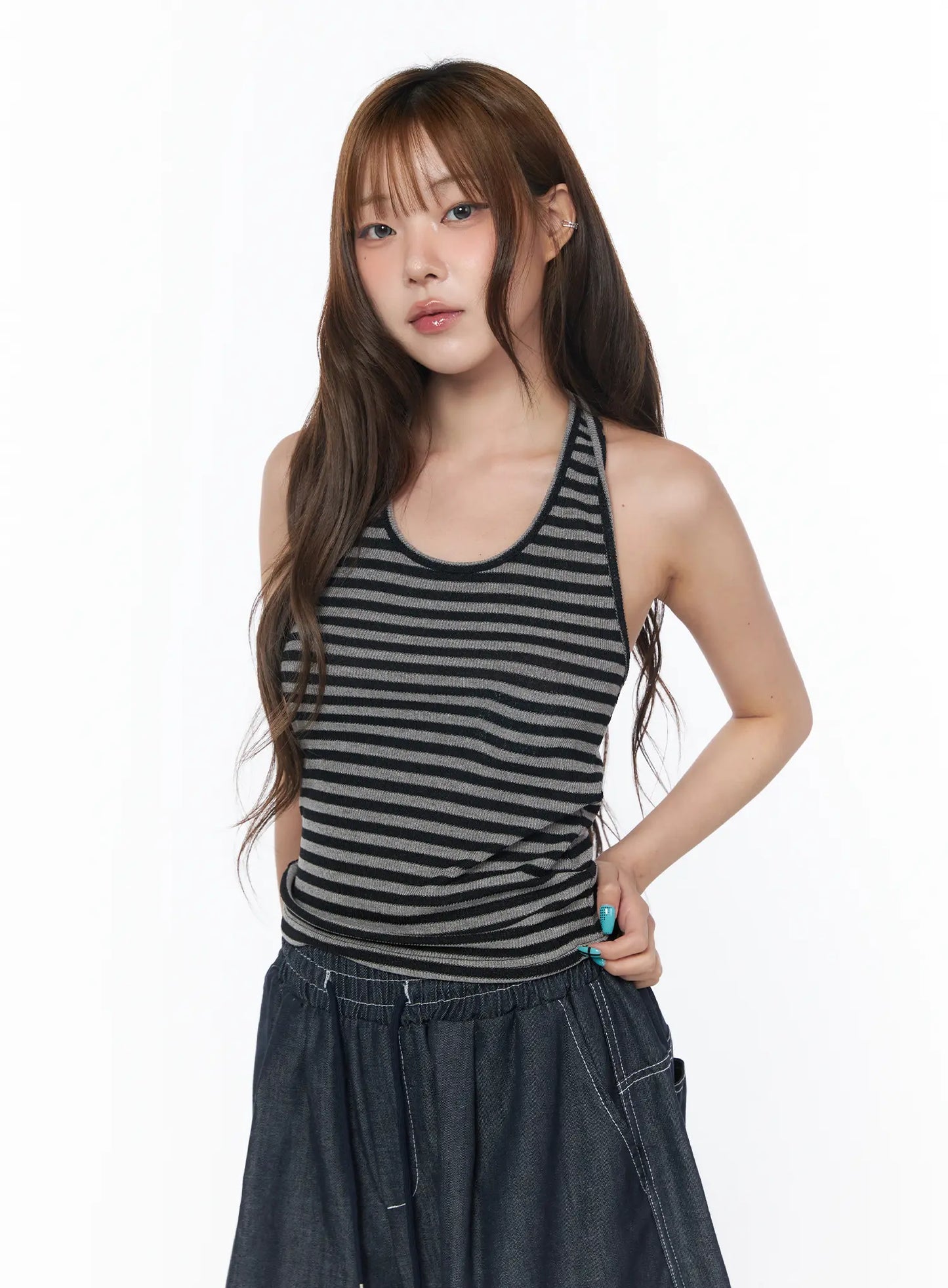Casual Striped Halter Tank Top CY529