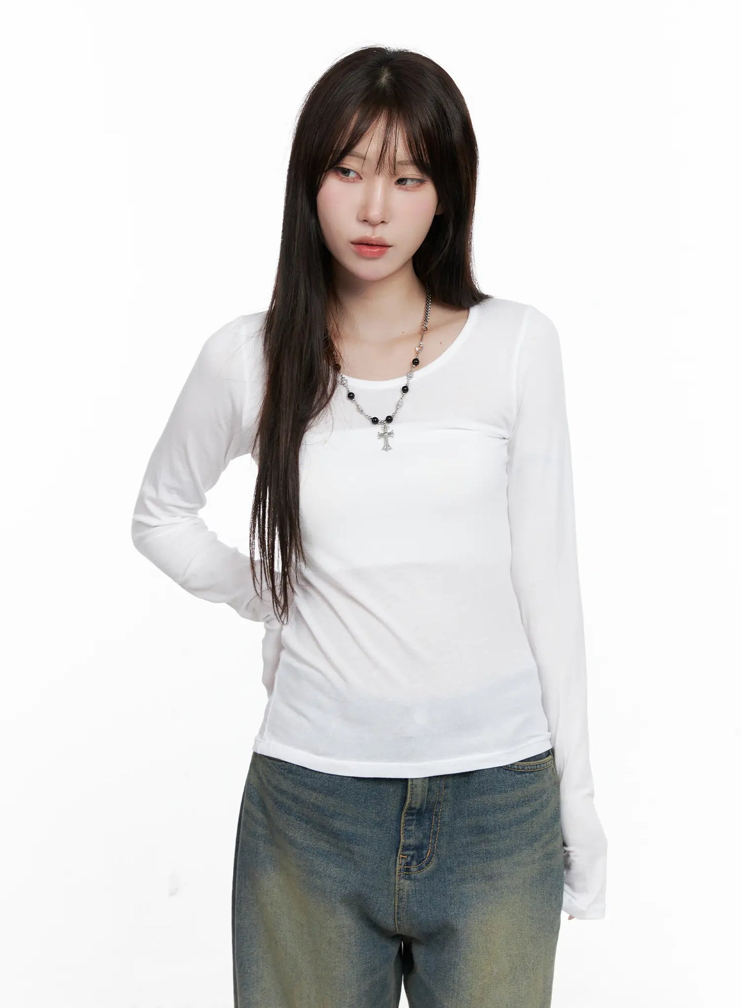Classic U-Neck Long Sleeve Top CO520