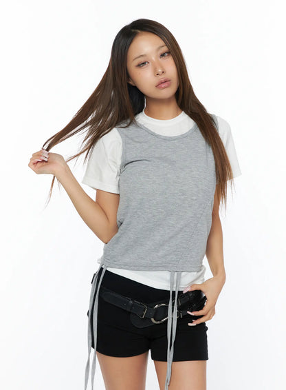 Casual Layered Set With Sleeveless Top CA517