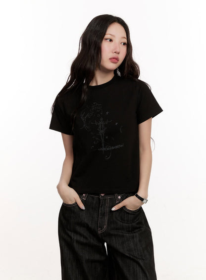 Casual Graphic Crop Tee CM510