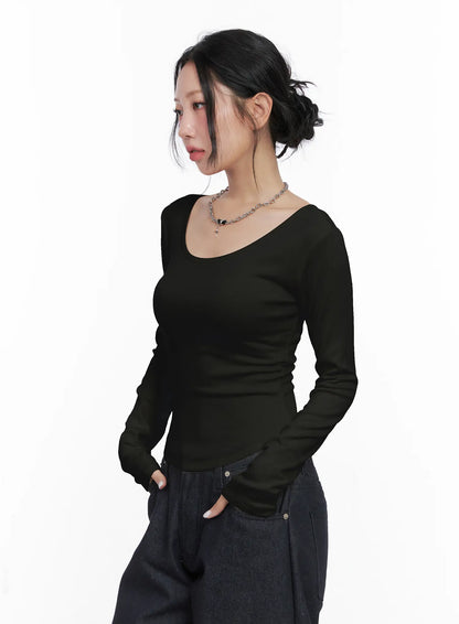 Asymmetrical Crop Long Sleeve Top CN514