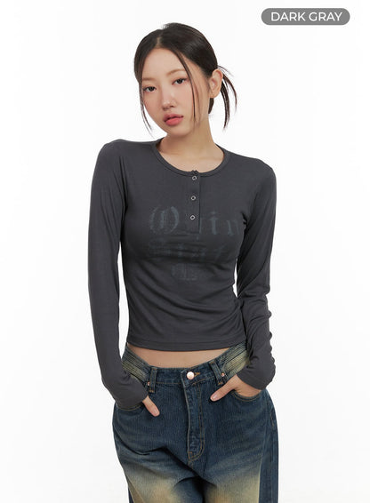 Buttoned Graphic Long Sleeve CG423