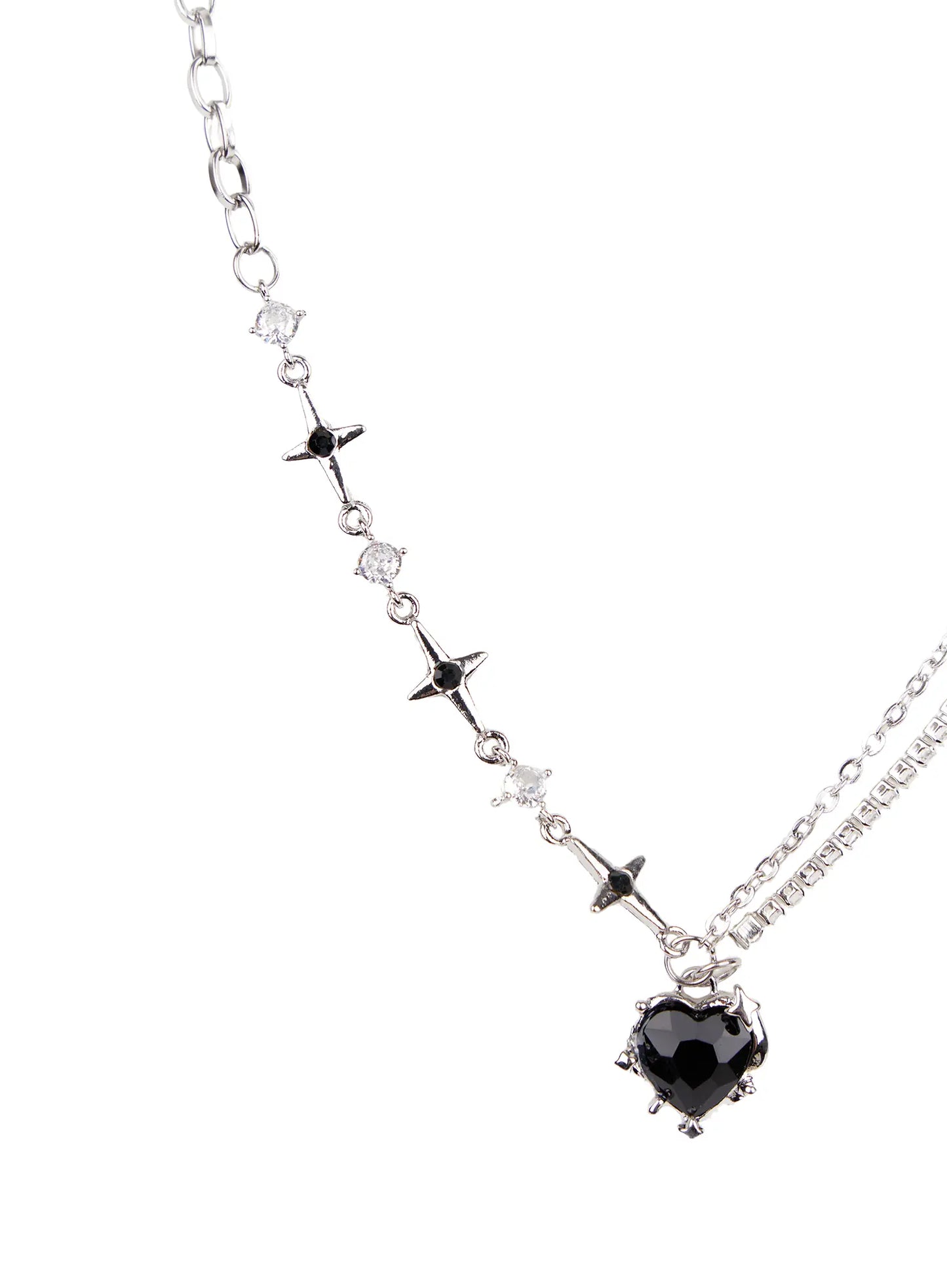 Black Heart Chain Necklace CA508