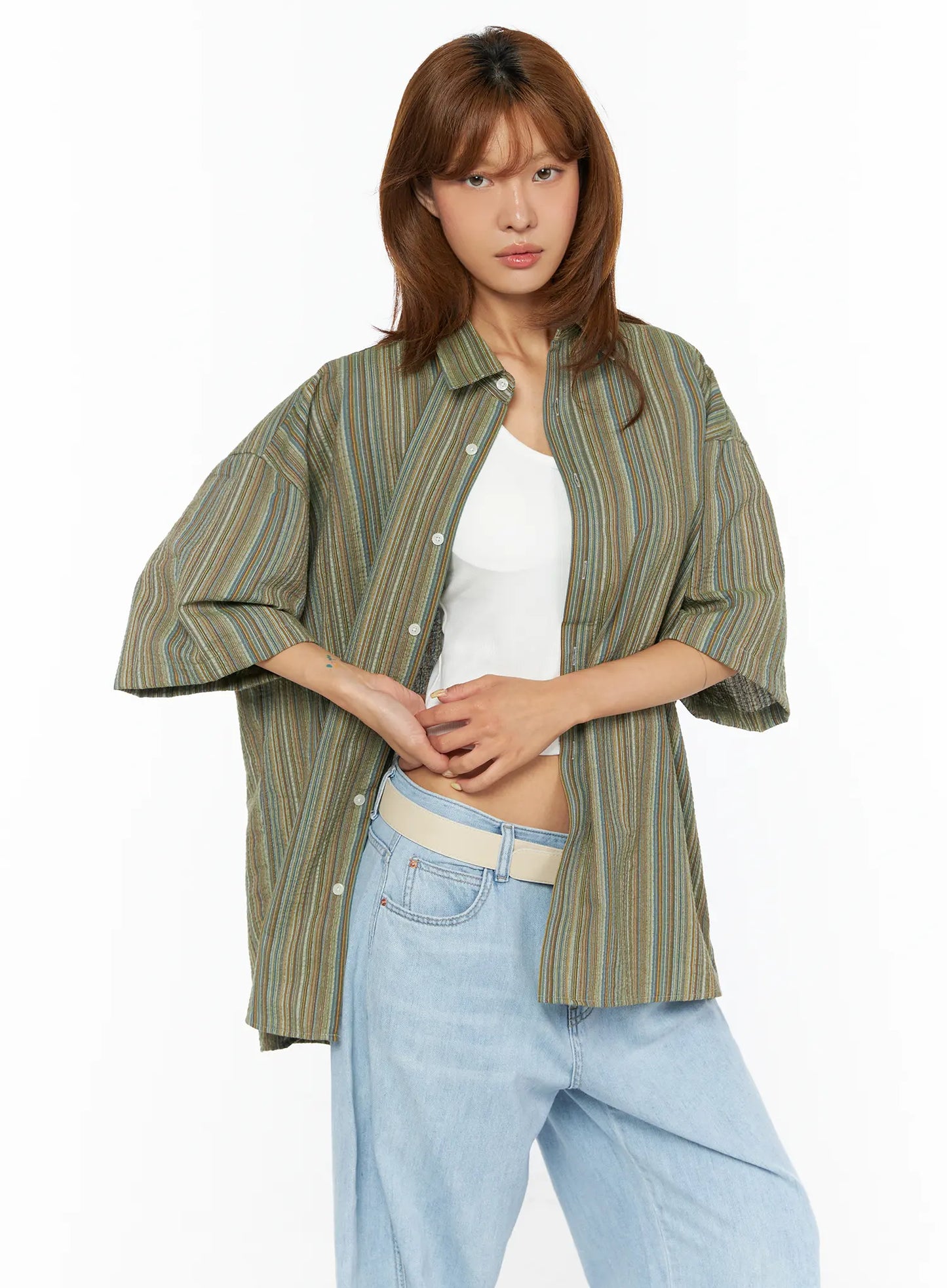 Bohemian Striped Over-Sized Shirt CU518