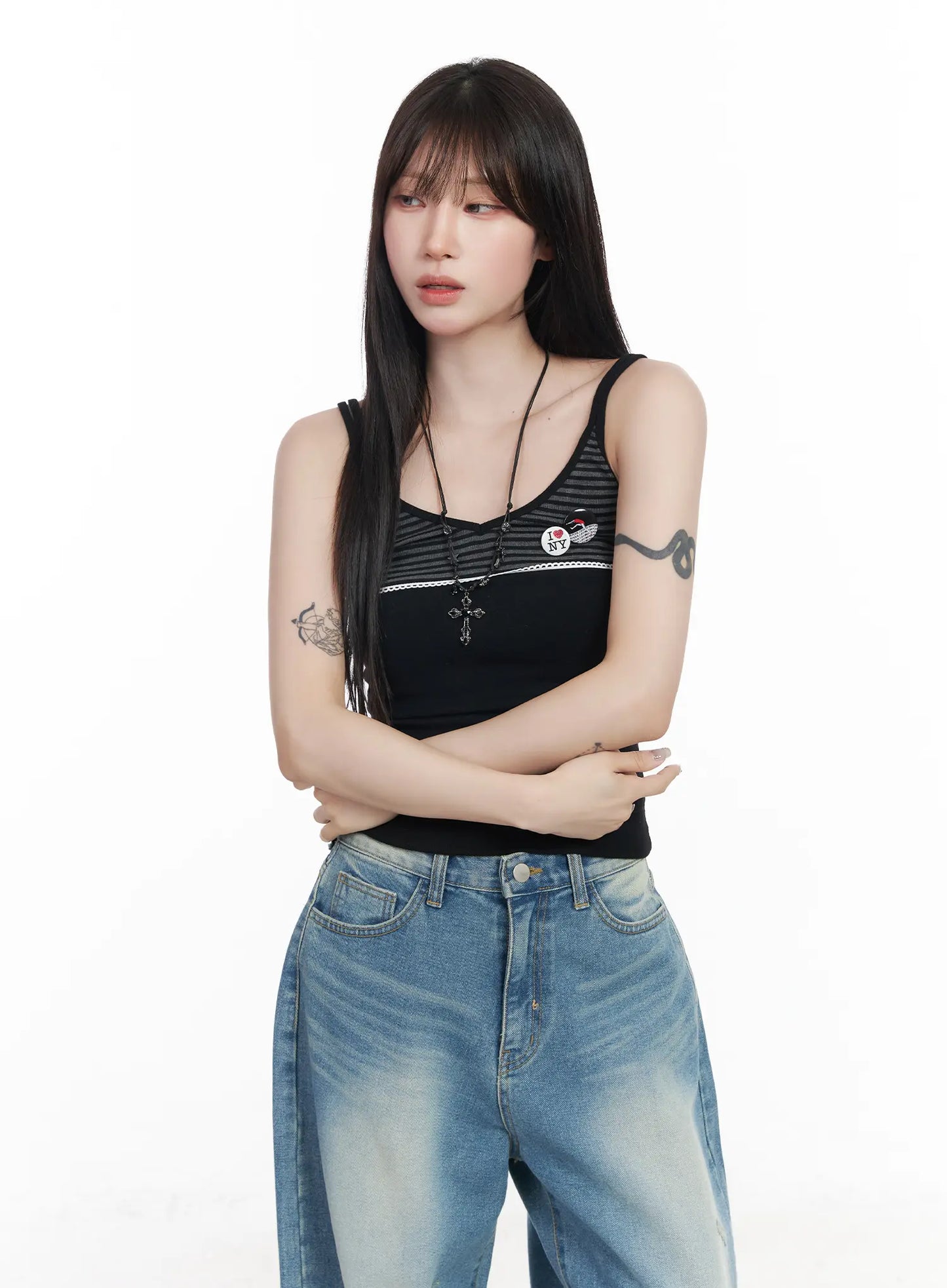 Casual Ribbed Sleeveless Top With Badges CF523