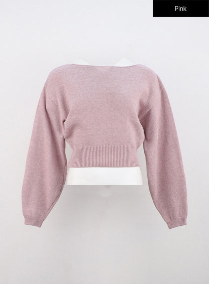 Boat Neck Knit Sweater ON320