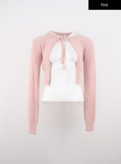 Bouclé Ribbon Tie Bolero OO316