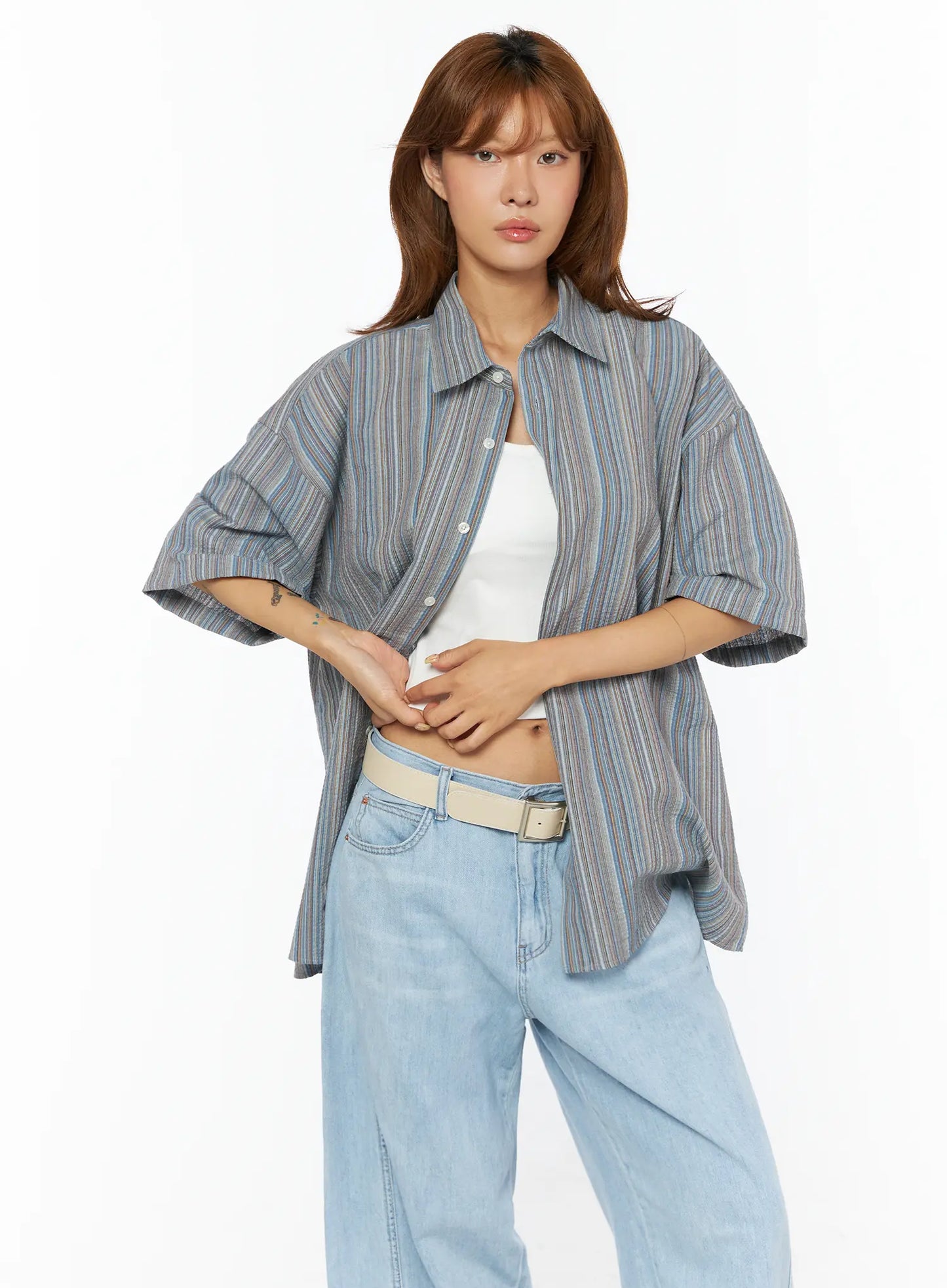 Bohemian Striped Over-Sized Shirt CU518