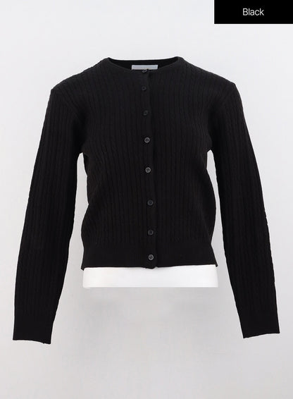 Cable Knit Round Neck Cardigan OS305