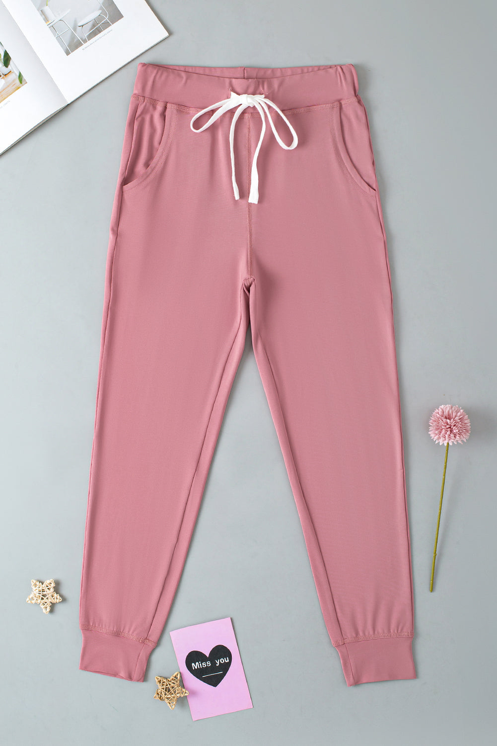 Black Casual Drawstring Drop Waist Pocketed Joggers