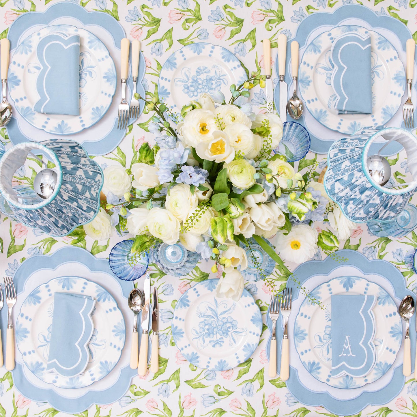 Blue Serena Appliqué Napkins (Set of 4)
