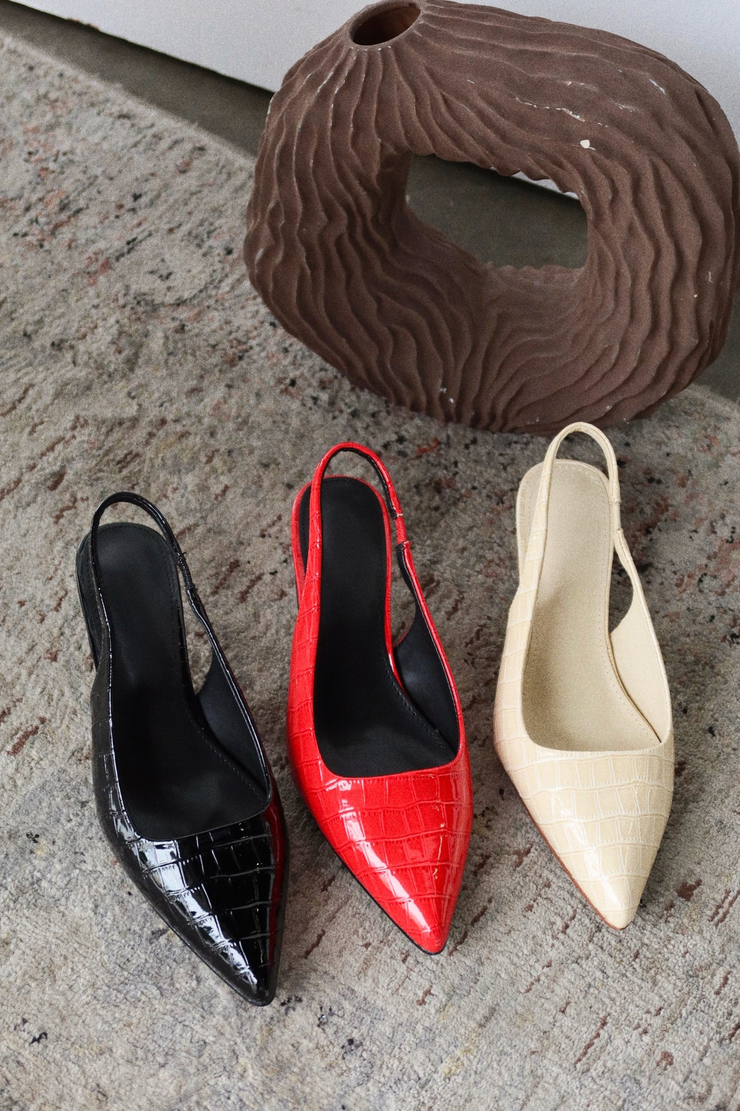 Kiley Mid Heel Slingback Pumps - Red