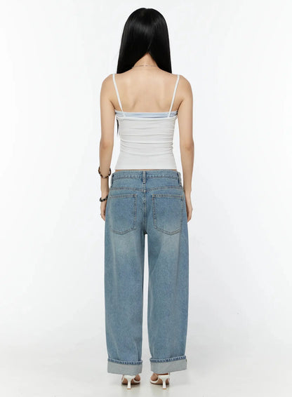 Adeya Cuffed Straight Jeans IU524