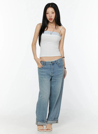 Adeya Cuffed Straight Jeans IU524