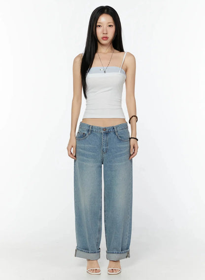 Adeya Cuffed Straight Jeans IU524
