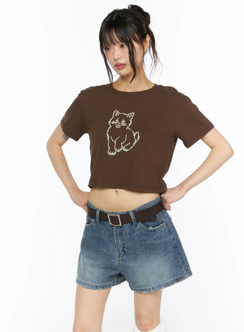 Animal Graphic Crop Tee CU530