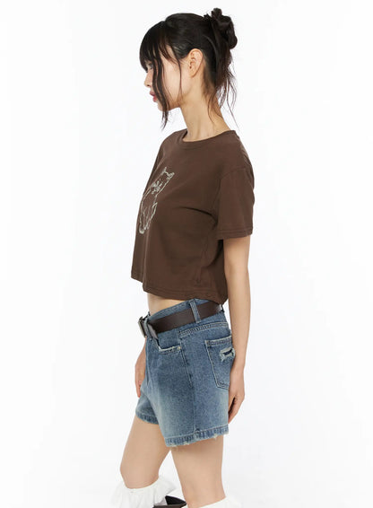 Animal Graphic Crop Tee CU530