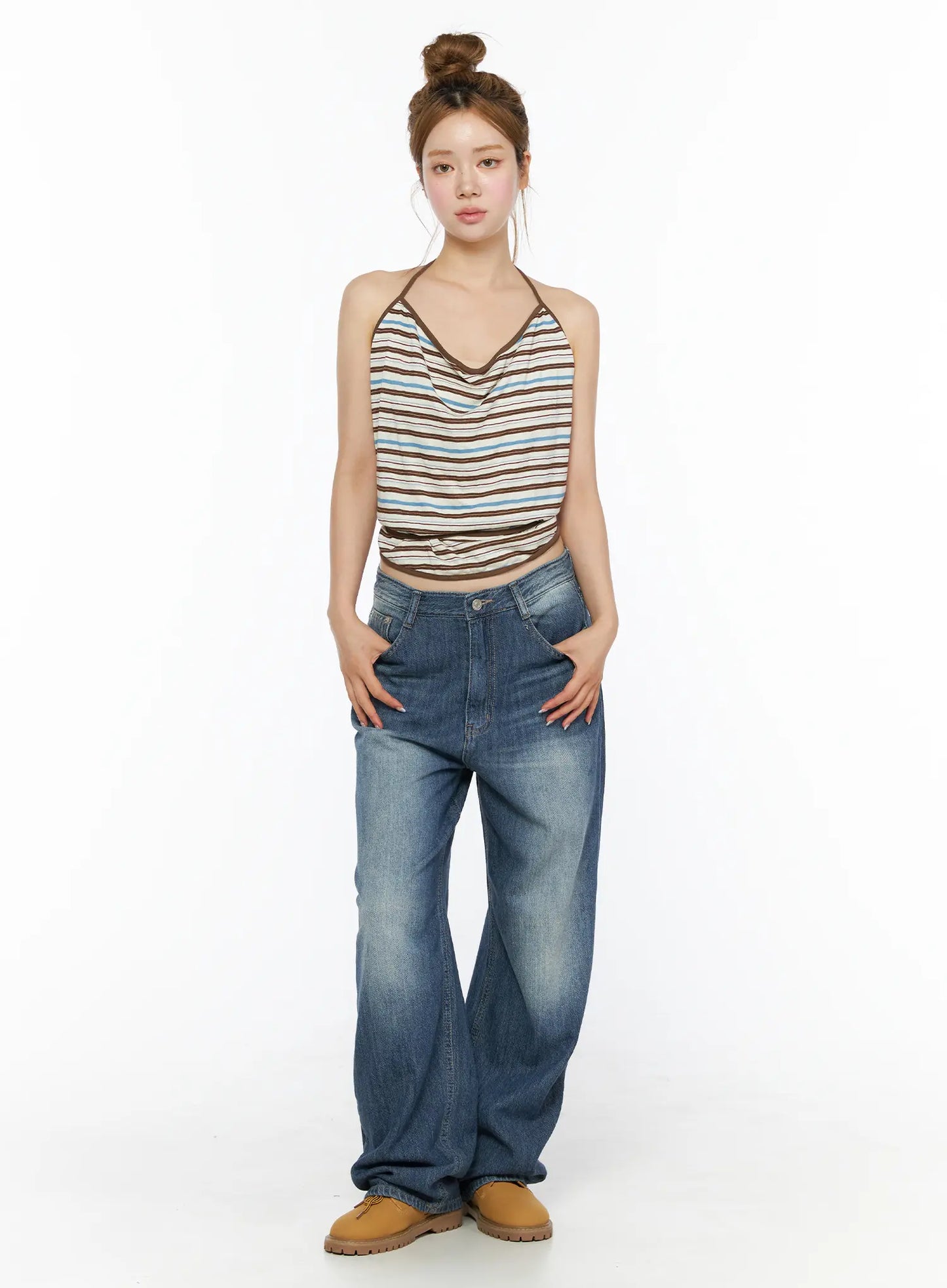 Auralie Vintage Washed Wide Leg Jeans CL502