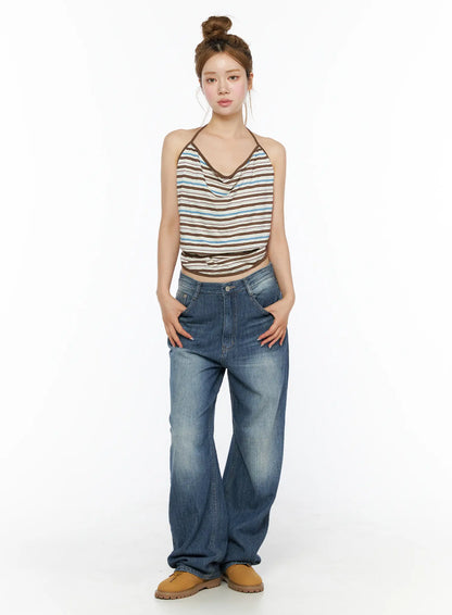 Auralie Vintage Washed Wide Leg Jeans CL502
