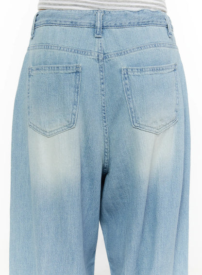 Aurelie Drawstring Washed Wide Leg Jeans CL507