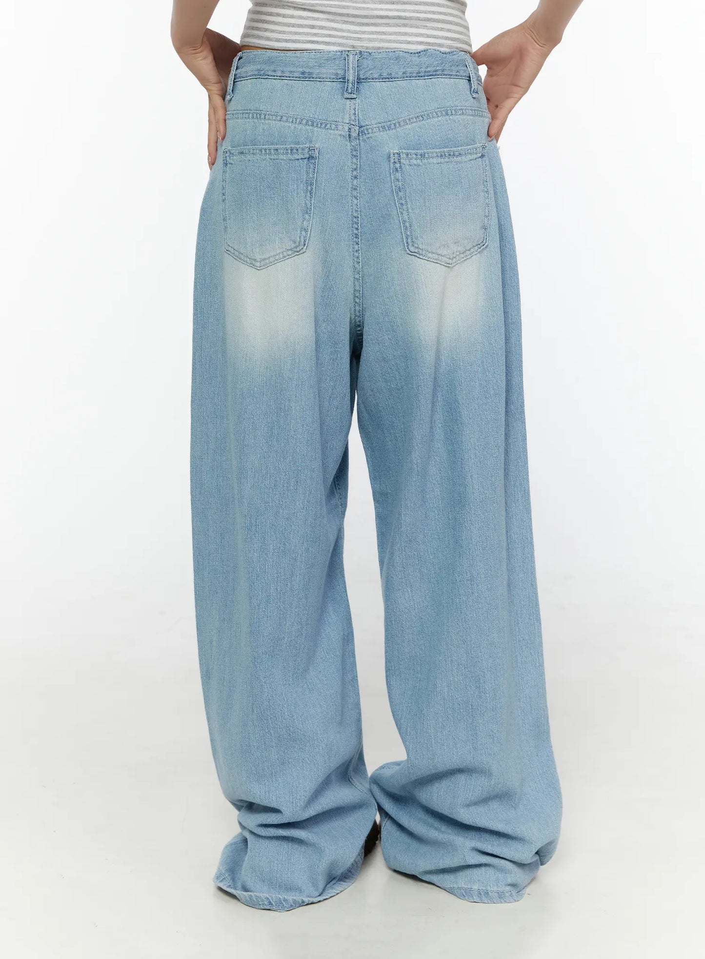 Aurelie Drawstring Washed Wide Leg Jeans CL507