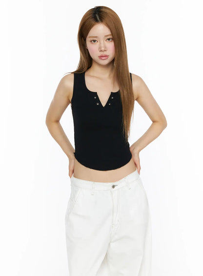 Back Lace Ribbed Tank Top CL502