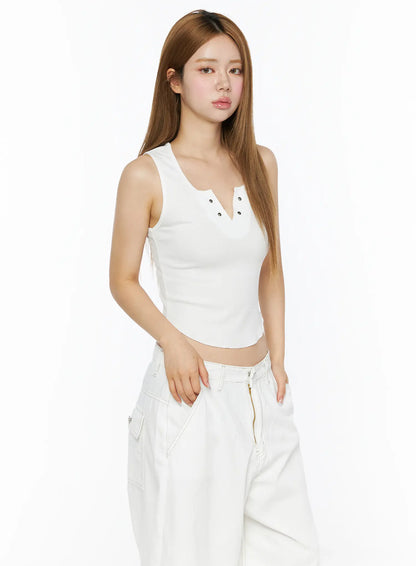 Back Lace Ribbed Tank Top CL502