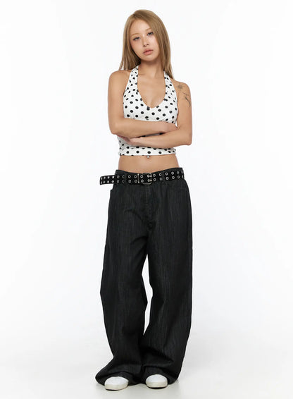 Baddie Polka Dot Halter Top CU524