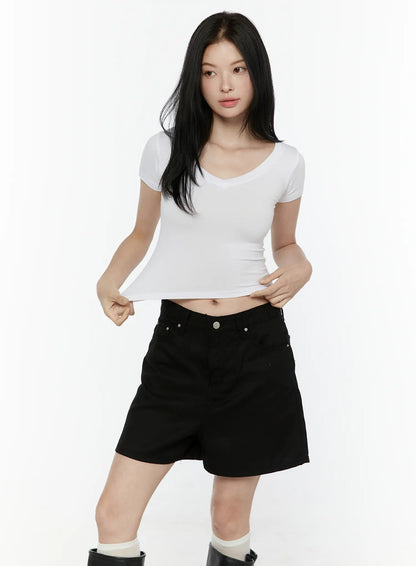 Basic V-Neck Crop Top IL506