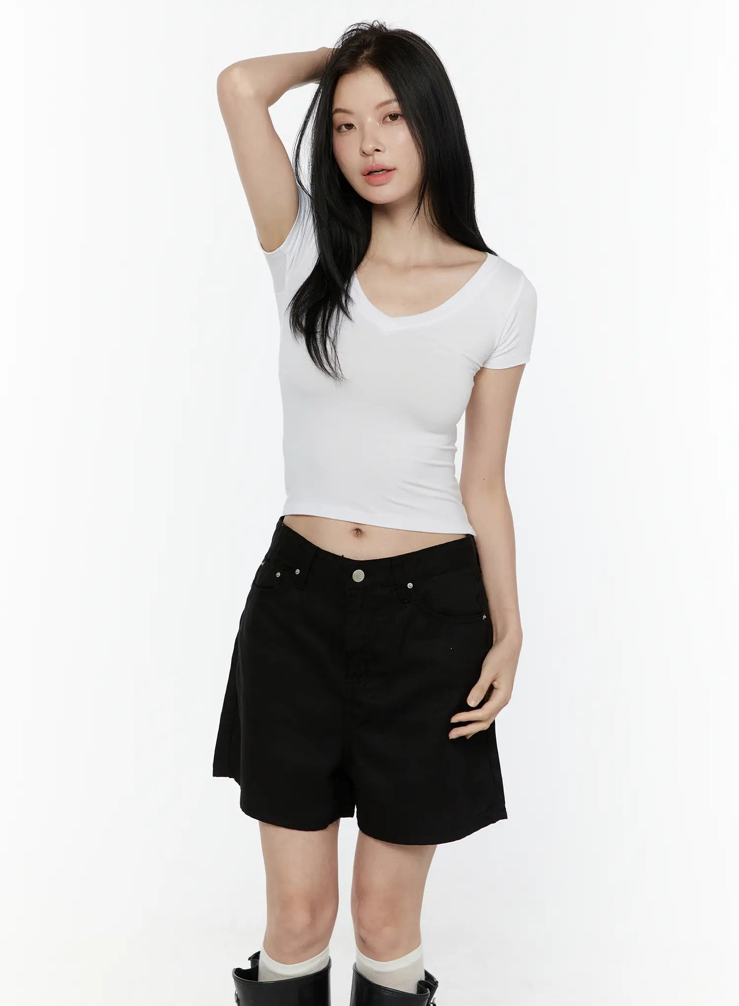 Basic V-Neck Crop Top IL506