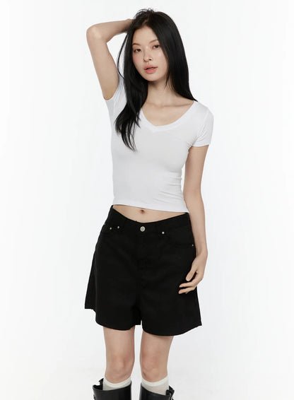 Basic V-Neck Crop Top IL506