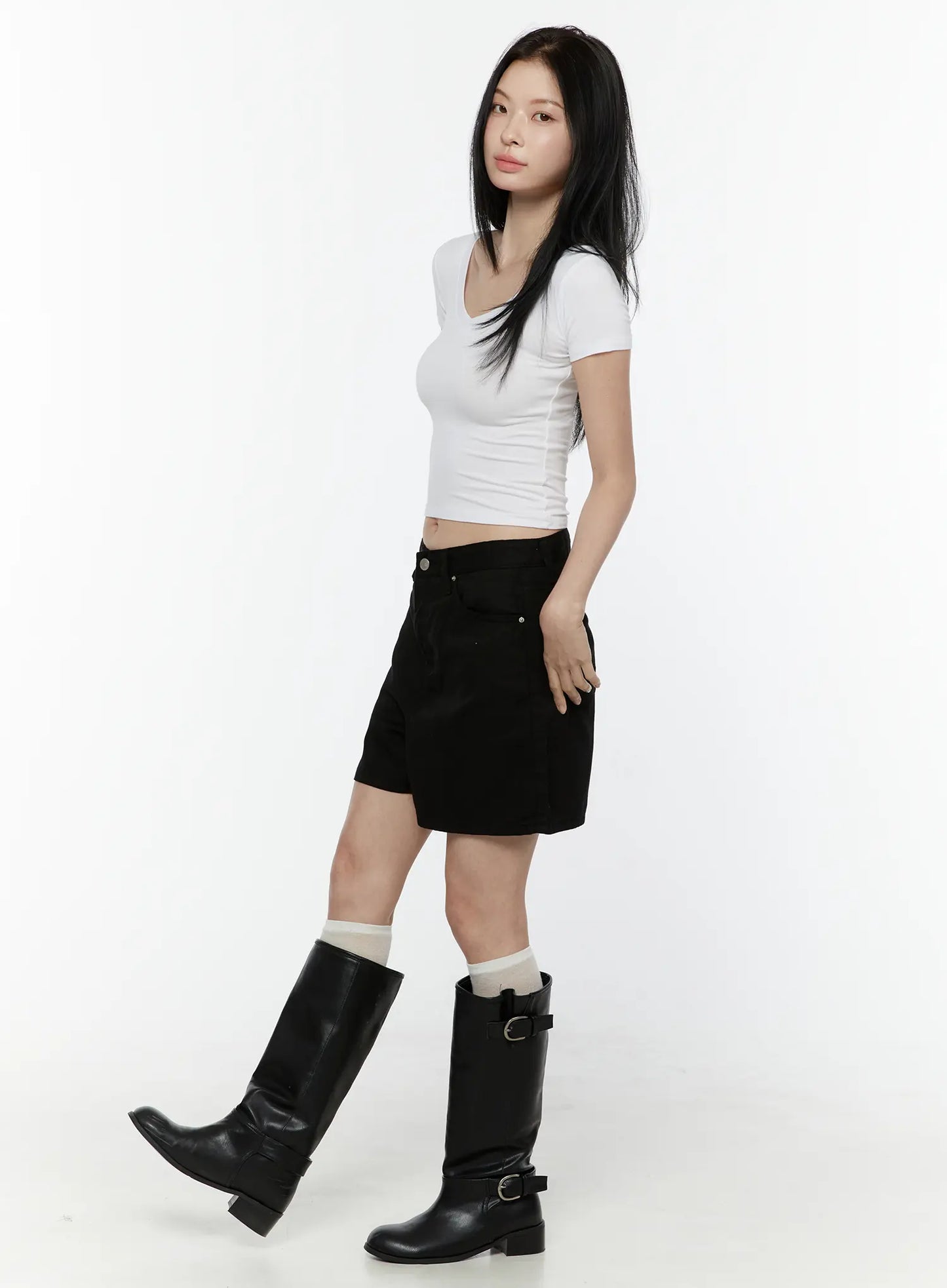 Basic V-Neck Crop Top IL506
