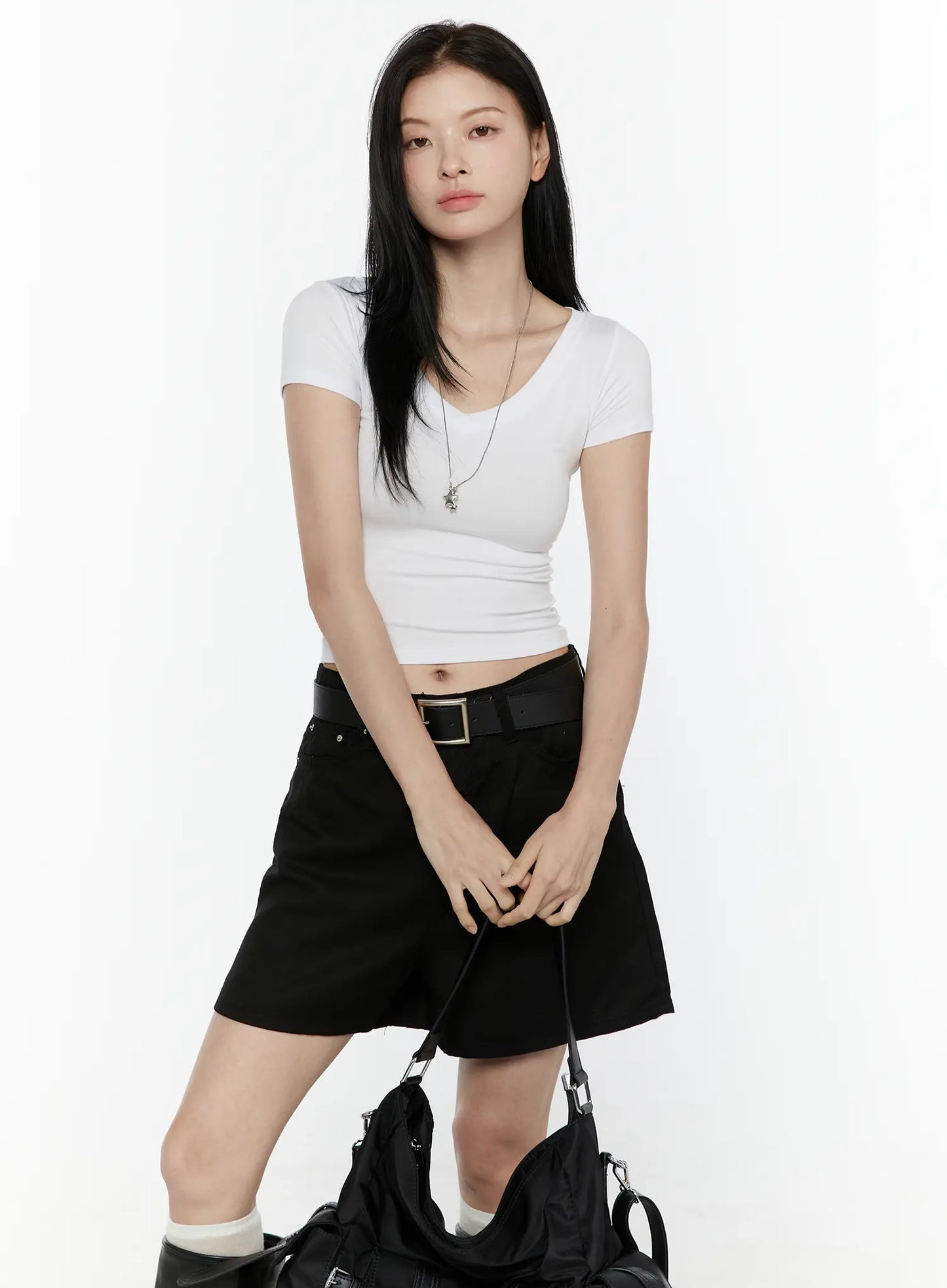 Basic V-Neck Crop Top IL506