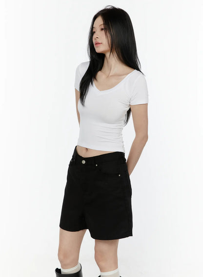 Basic V-Neck Crop Top IL506
