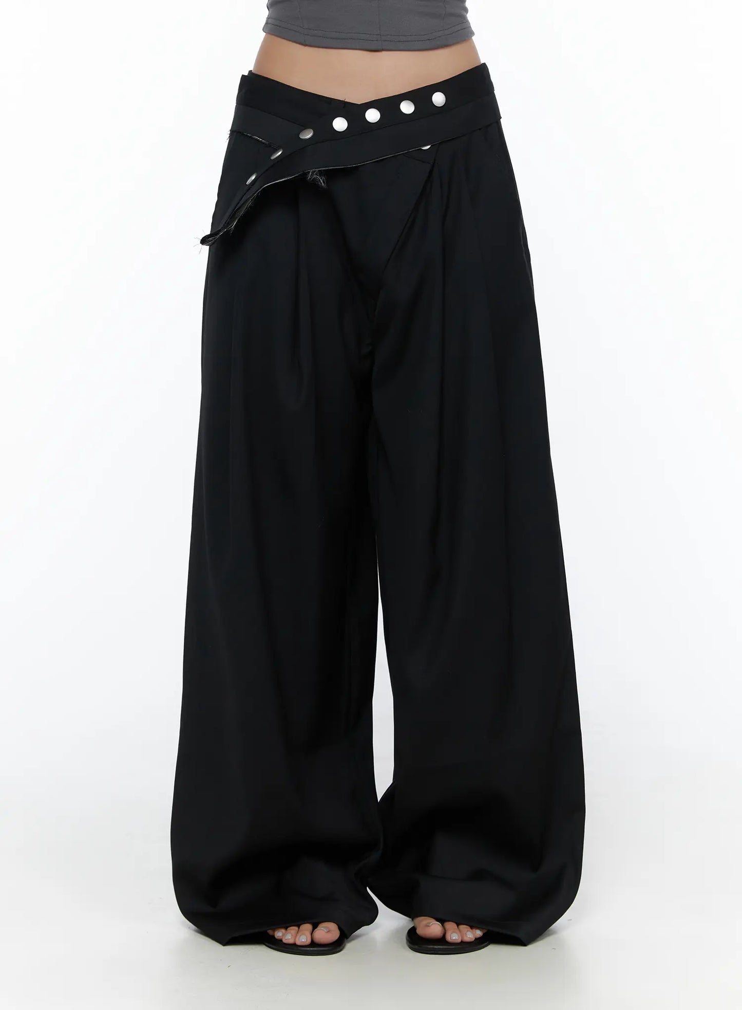 Belted Pintuck Wide Slacks CL510
