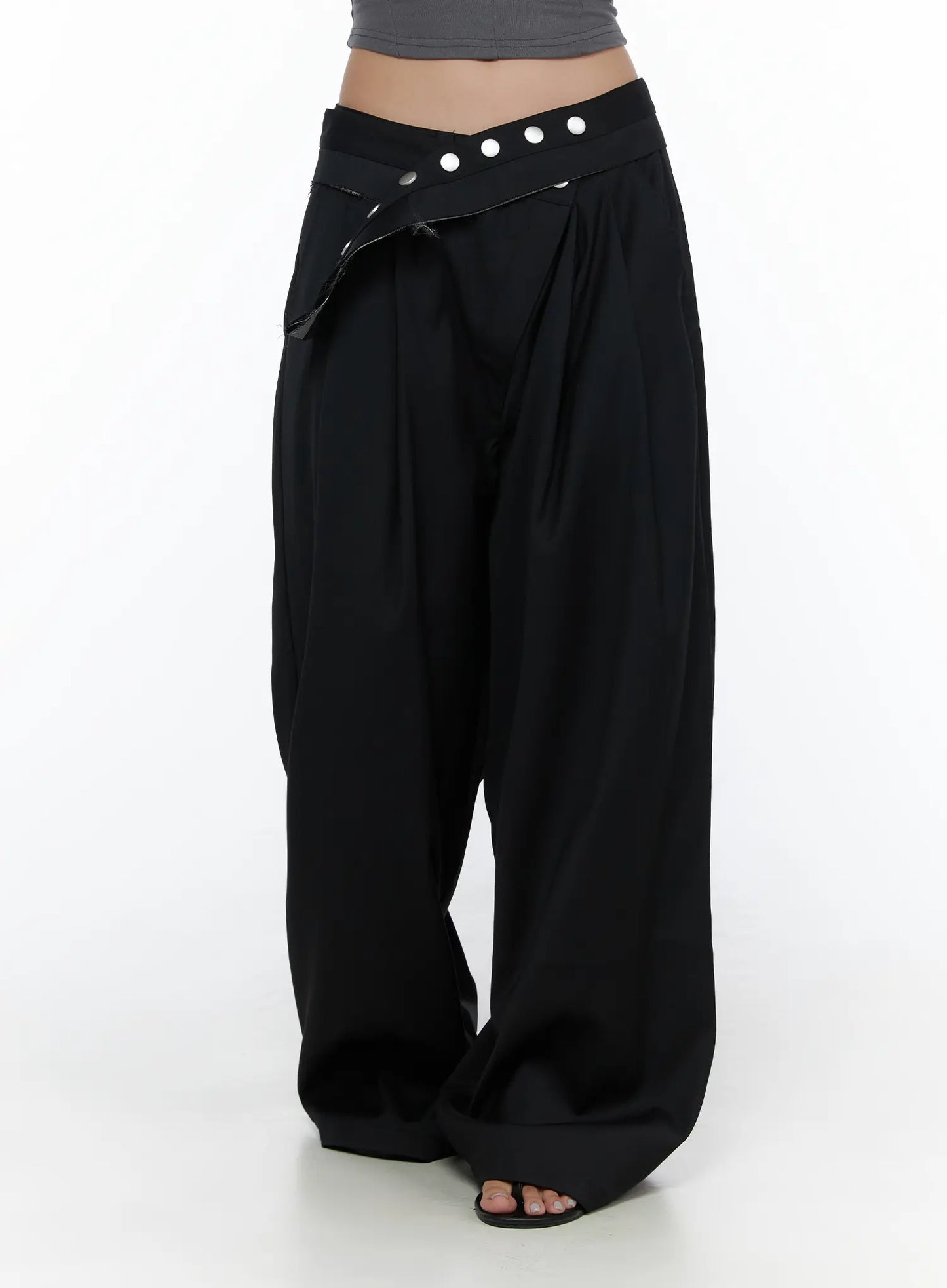 Belted Pintuck Wide Slacks CL510