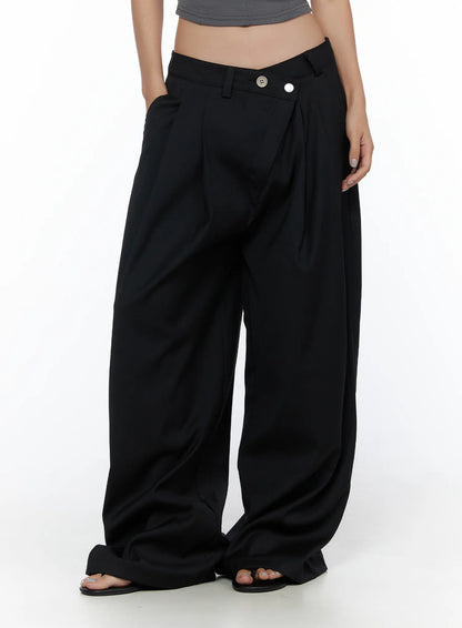 Belted Pintuck Wide Slacks CL510