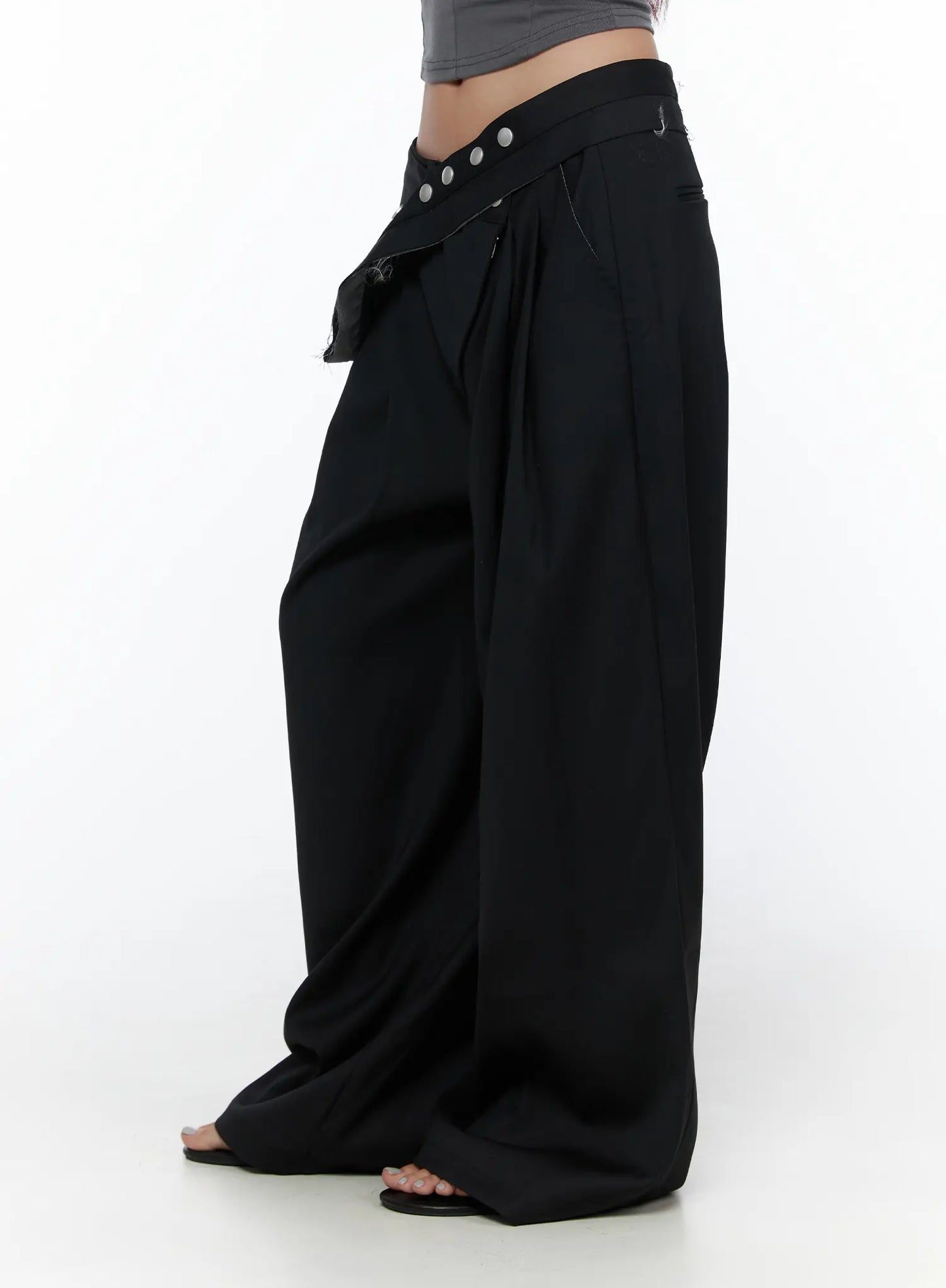 Belted Pintuck Wide Slacks CL510