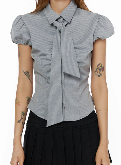 Bow Detail Puff Blouse CL503