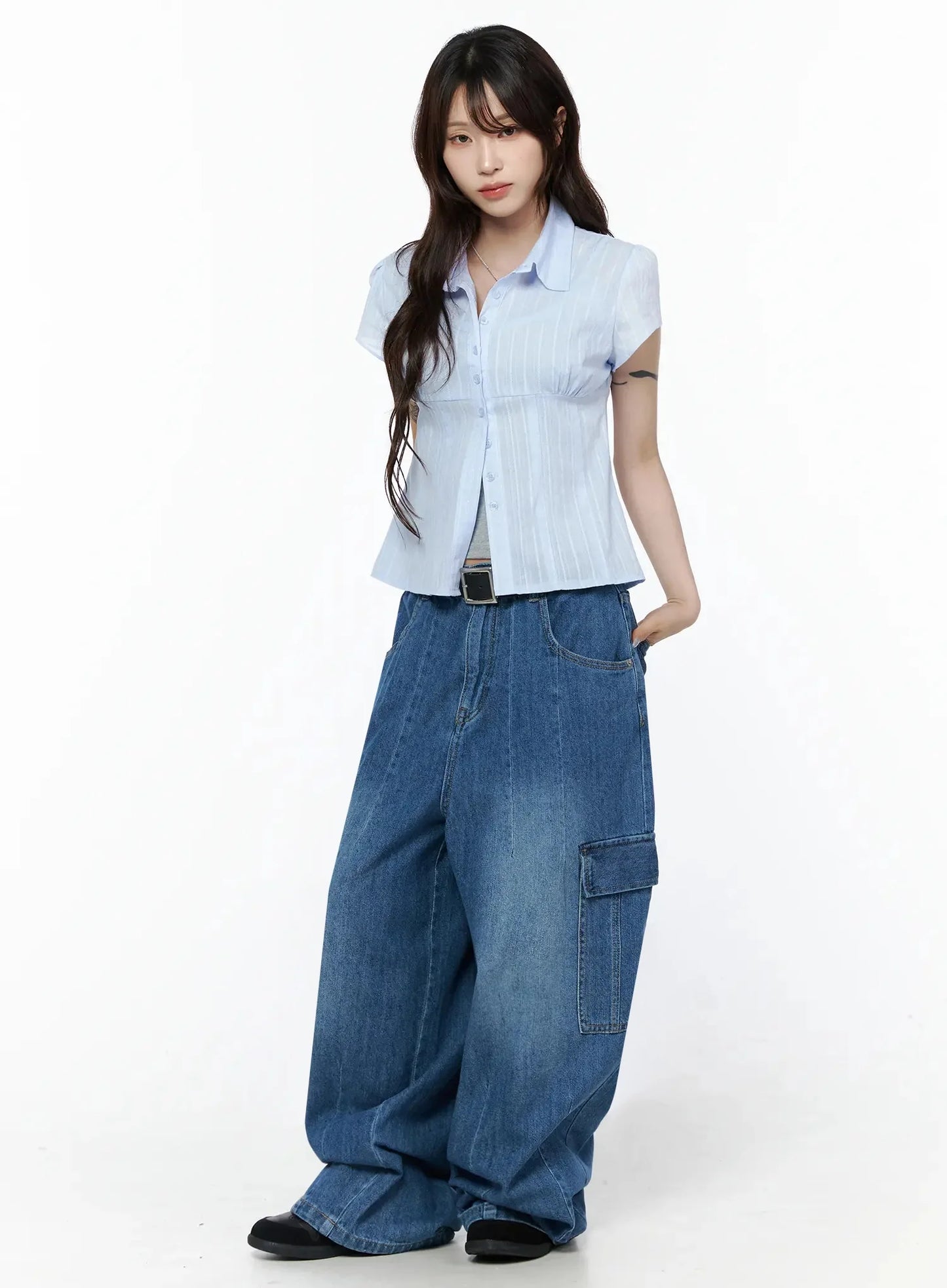 Button Up Linen Summer Blouse IL506