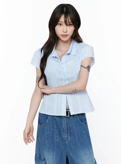 Button Up Linen Summer Blouse IL506