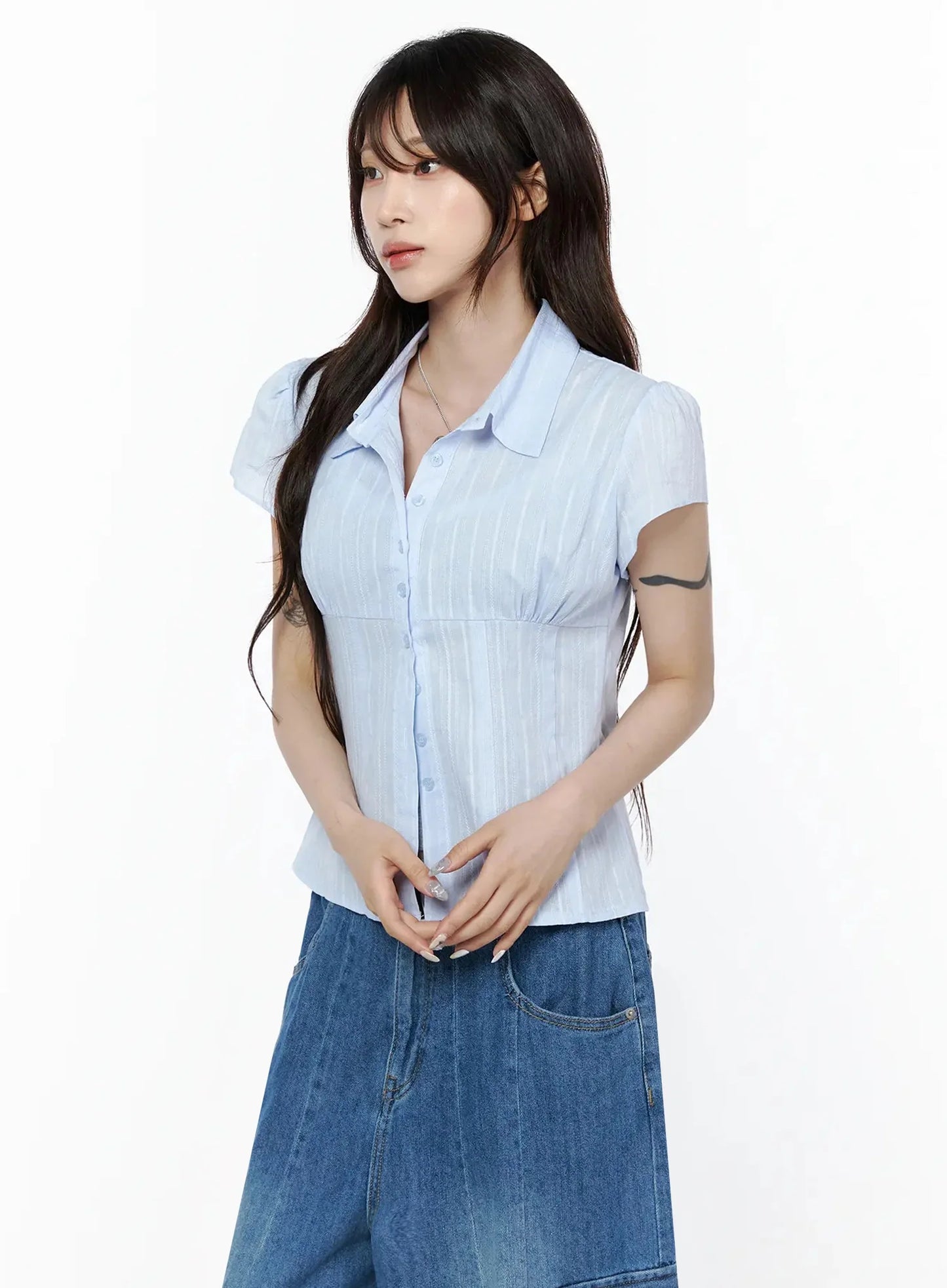 Button Up Linen Summer Blouse IL506