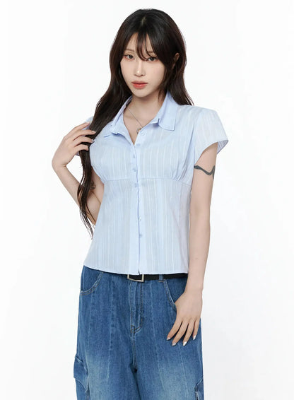 Button Up Linen Summer Blouse IL506